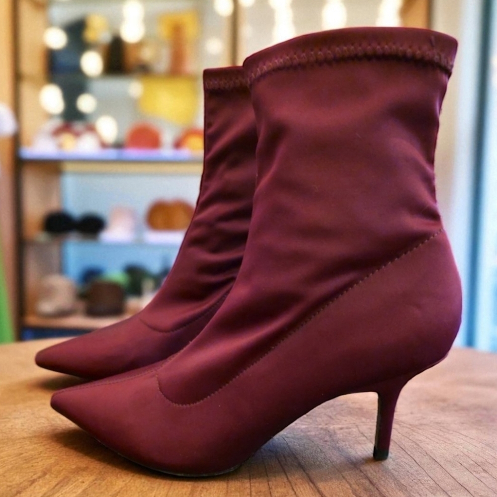 Zara Basic Collection Chic Maroon Heeled Boots - image 1